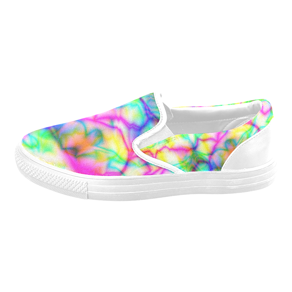 Tropical tribal tie dye yellow blue green ZT09 Men's Slip-on Canvas Shoes (Model 019)