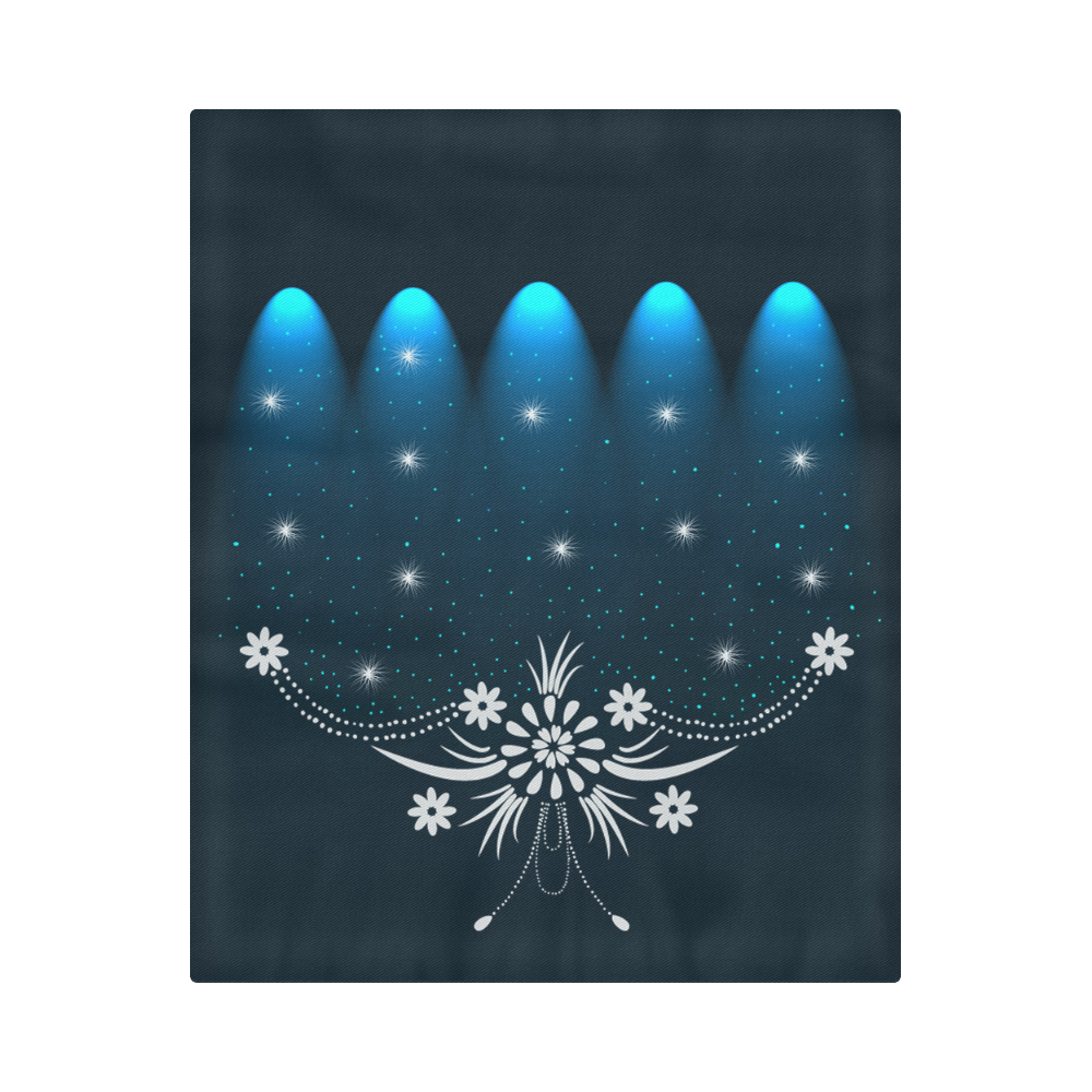Spot Cyan Lights Dark Floral Design Duvet Cover 86"x70" ( All-over-print)