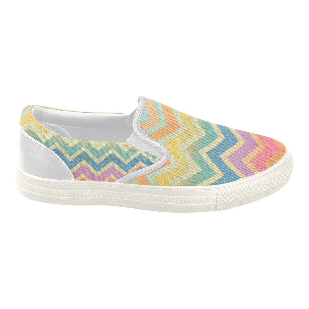 Summer-color Chevron Women's Slip-on Canvas Shoes (Model 019)