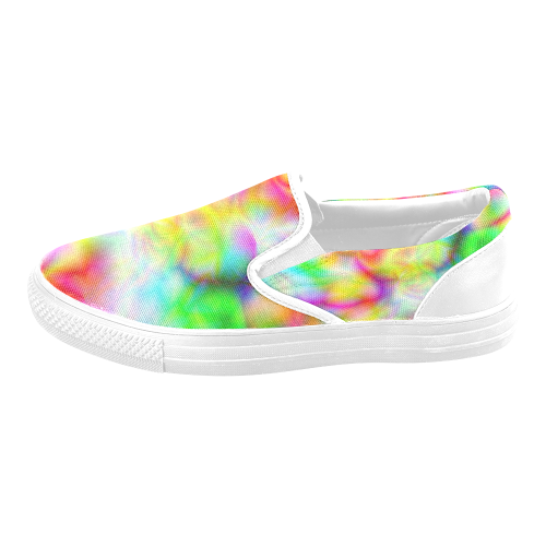psychedelic tropical blue yellow pink pattern ZT06 Men's Slip-on Canvas Shoes (Model 019)