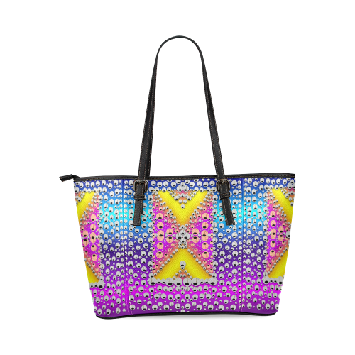 Music Tribute In the sun Peace and Popart Leather Tote Bag/Large (Model 1640)