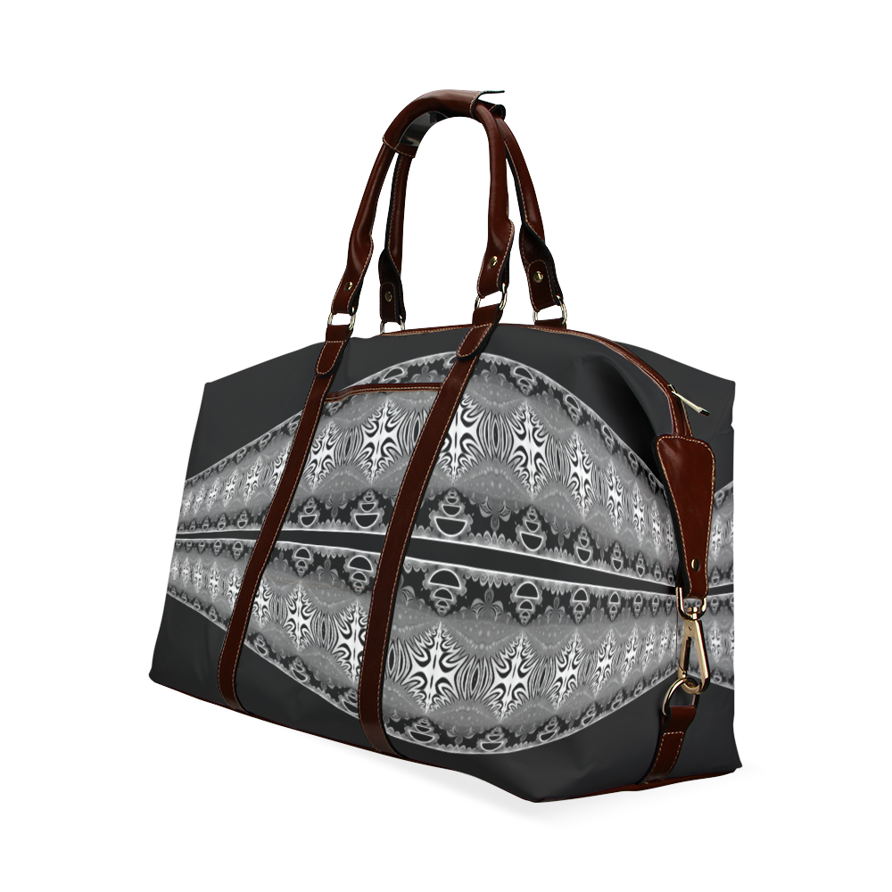 Kaleidoscope Fractal BORDER black white grey Classic Travel Bag (Model 1643)