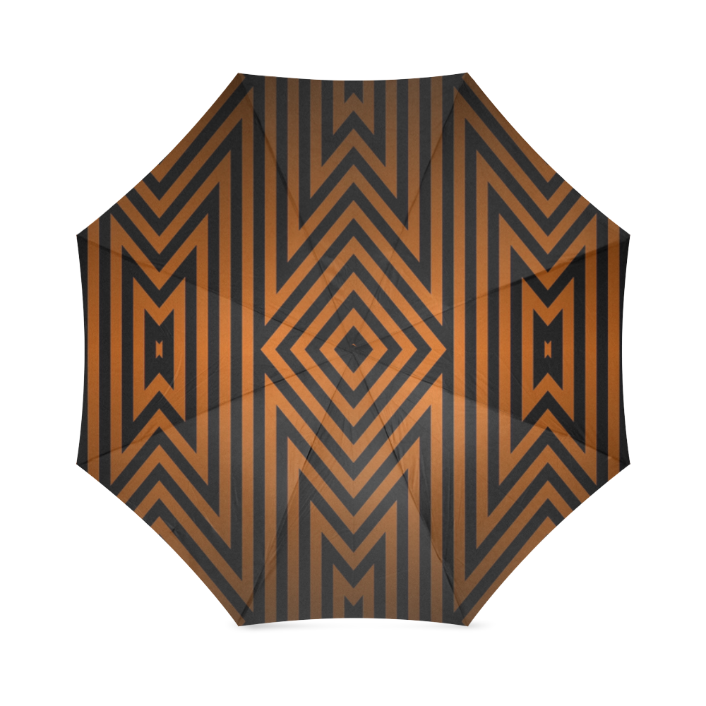Aztec Pattern (Orange/Black) Foldable Umbrella (Model U01)
