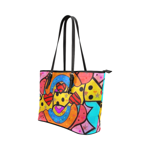 Skurill Popart by Nico Bielow Leather Tote Bag/Small (Model 1651)