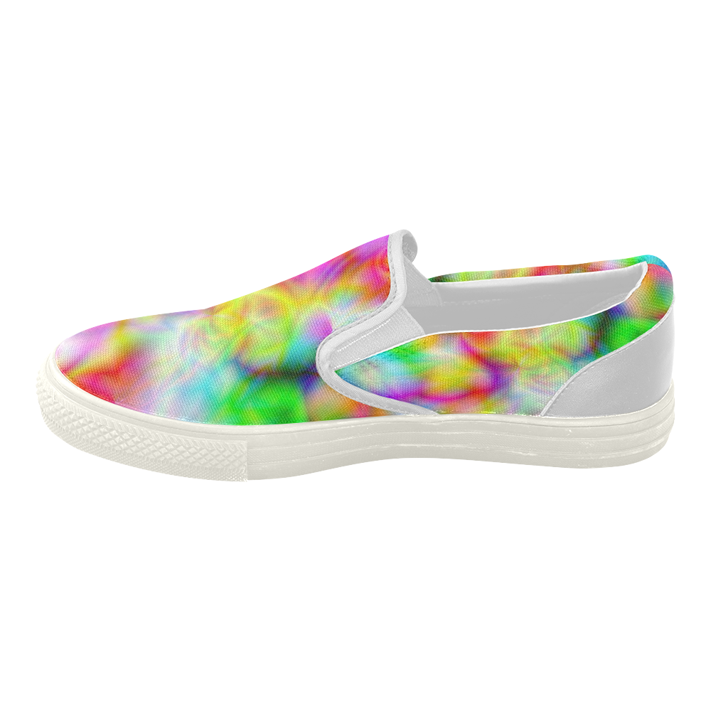 psychedelic tropical blue yellow pink pattern ZT06 Women's Slip-on Canvas Shoes (Model 019)