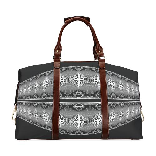Kaleidoscope Fractal BORDER black white grey Classic Travel Bag (Model 1643)