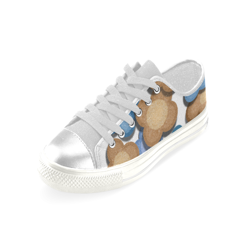 Brown and Blue Flowers Women's Classic Canvas Shoes (Model 018)