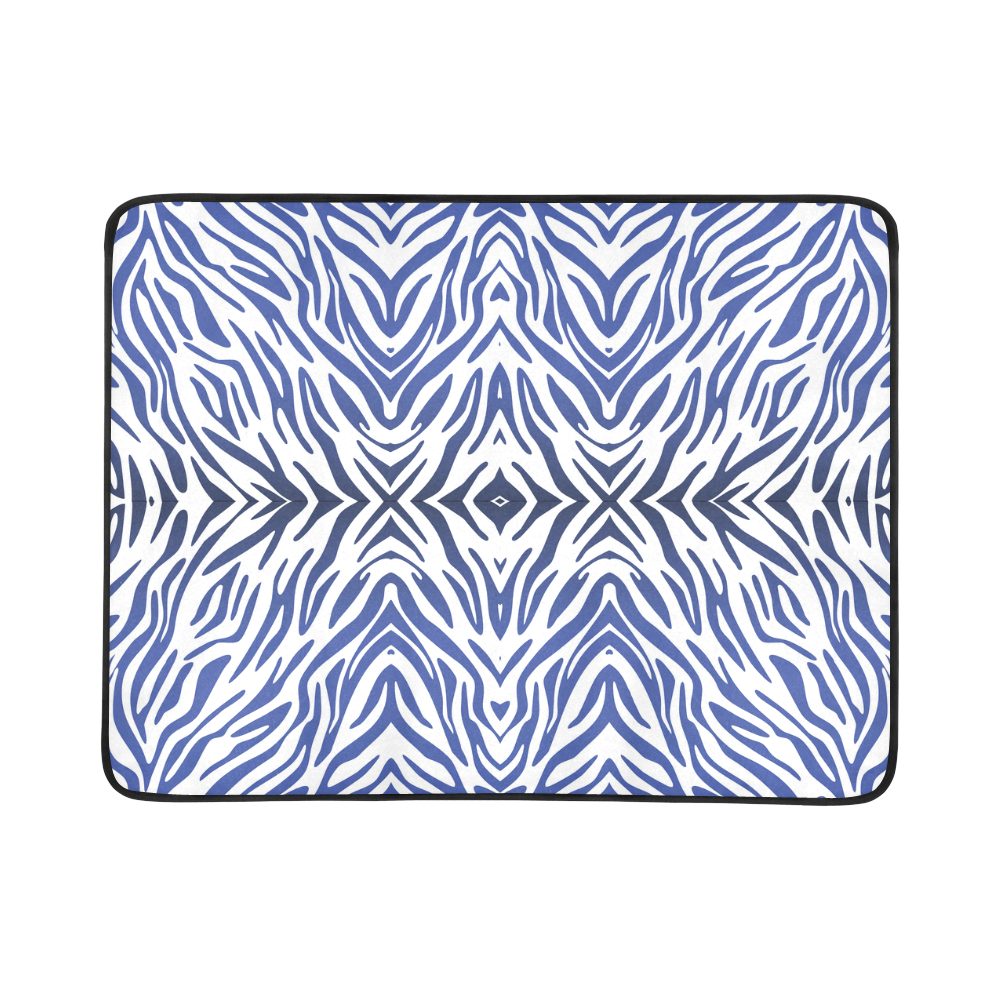 Blue Zebra Print Pattern Beach Mat 78"x 60"