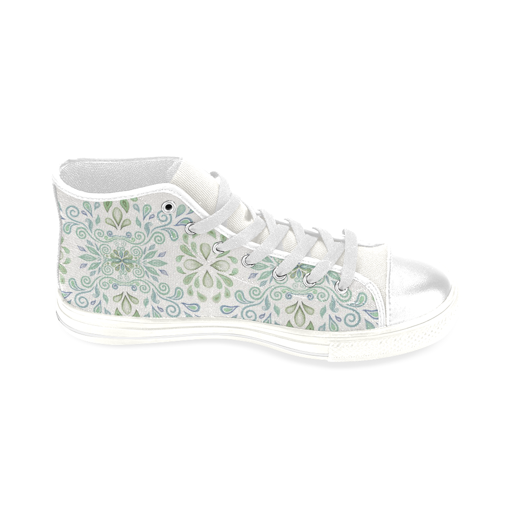 Blue and Green watercolor pattern Men’s Classic High Top Canvas Shoes (Model 017)