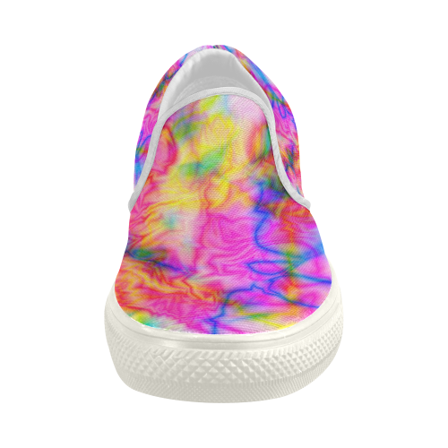 Tropical blue yellow pink abstract texture ZT05 Women's Slip-on Canvas Shoes (Model 019)