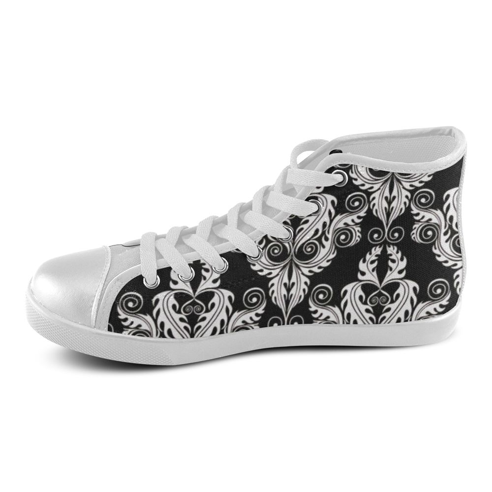 Stunning black and white 14 Women's High Top Canvas Shoes (Model 002 ...