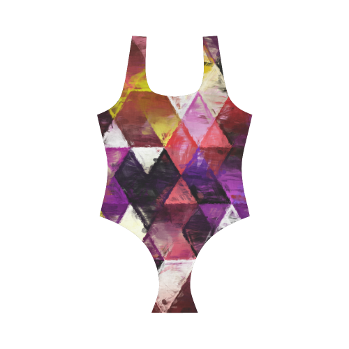 triangle impressionism Vest One Piece Swimsuit (Model S04)