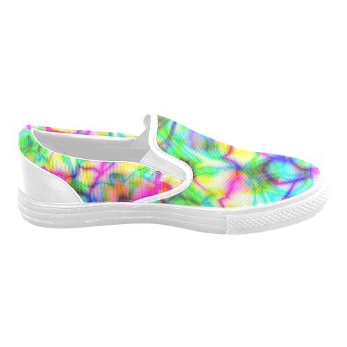 Tropical tribal tie dye yellow blue green ZT09 Men's Slip-on Canvas Shoes (Model 019)