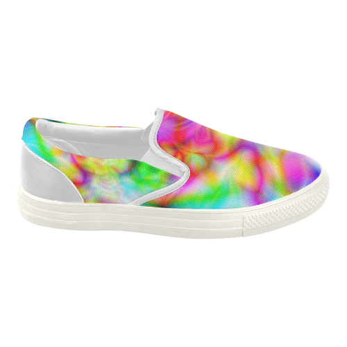 psychedelic tropical blue yellow pink pattern ZT06 Women's Slip-on Canvas Shoes (Model 019)