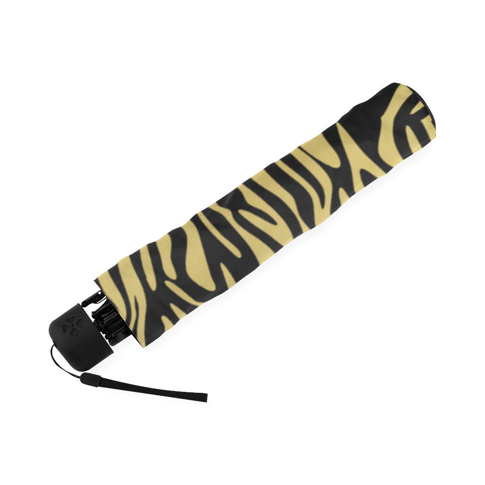 Gold Black Zebra Print Pattern Foldable Umbrella (Model U01)