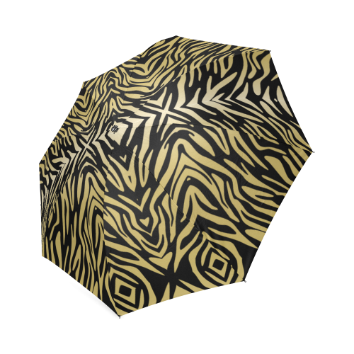 Gold Black Zebra Print Pattern Foldable Umbrella (Model U01)