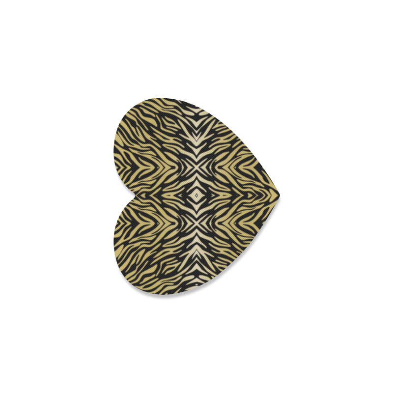 Gold Black Zebra Print Pattern Heart Coaster