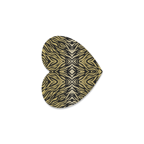Gold Black Zebra Print Pattern Heart Coaster