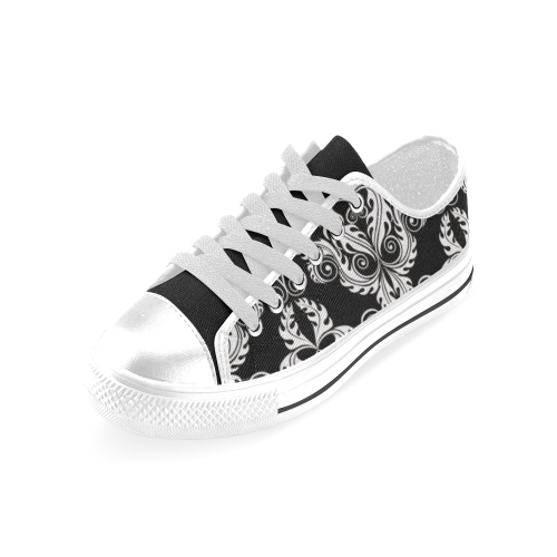 Stunning black and white 14 Men's Classic Canvas Shoes (Model 018)