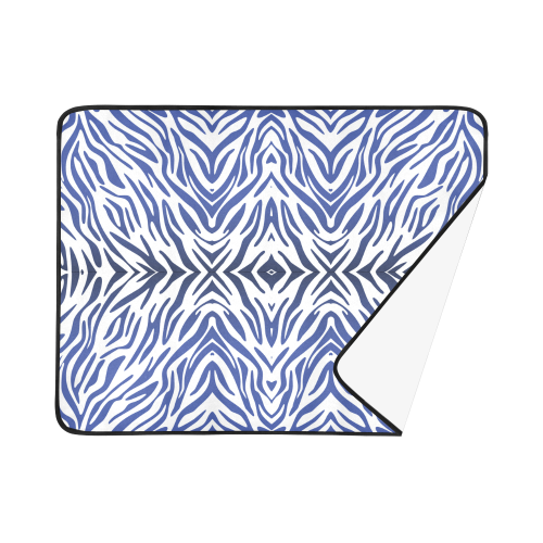 Blue Zebra Print Pattern Beach Mat 78"x 60"