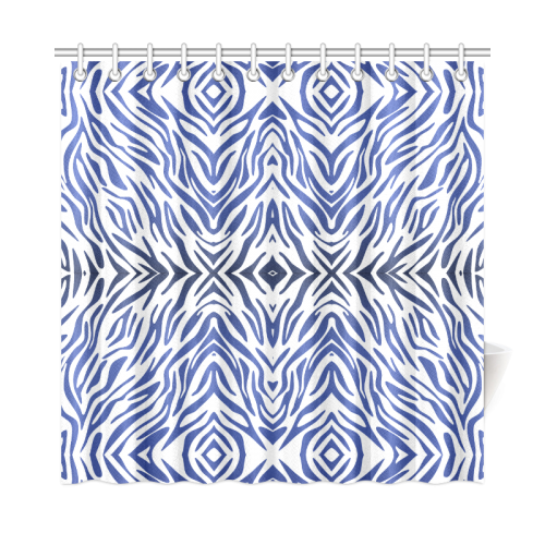 Blue Zebra Print Pattern Shower Curtain 72"x72"