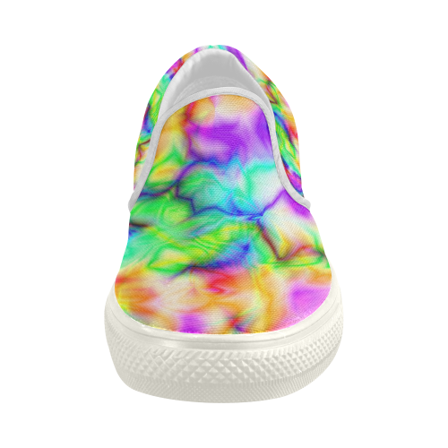 tie dye tropical colorful pattern ZT08 Women's Slip-on Canvas Shoes (Model 019)