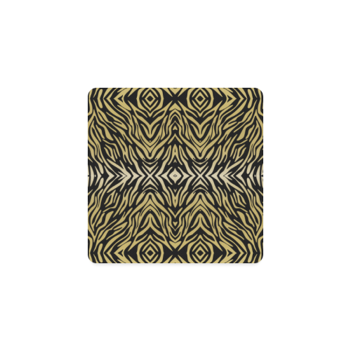 Gold Black Zebra Print Pattern Square Coaster