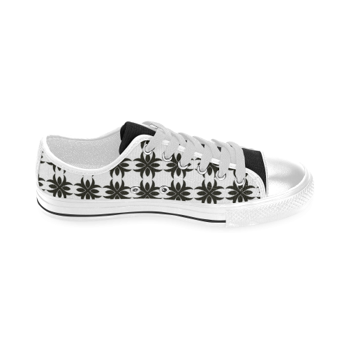 Stunning black and white 12 Men's Classic Canvas Shoes (Model 018)