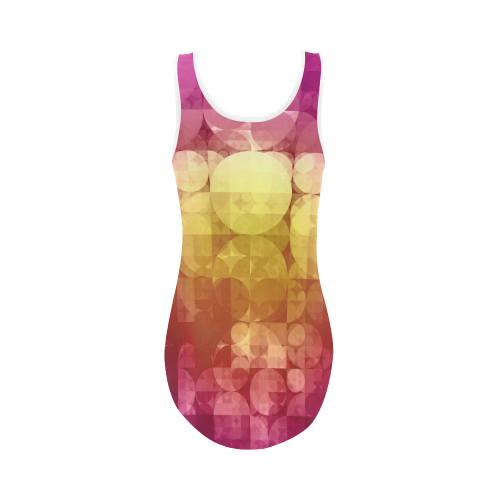 purple geometry matt Vest One Piece Swimsuit (Model S04)