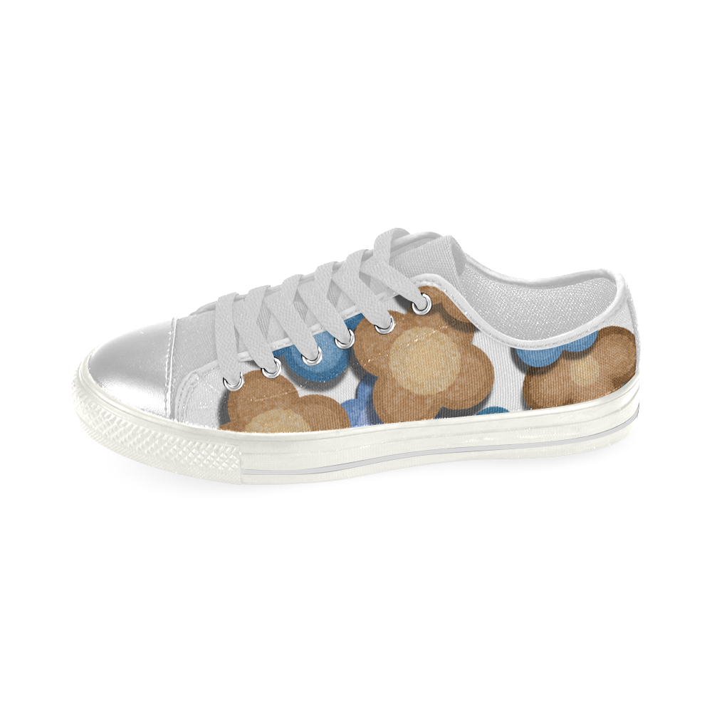 Brown and Blue Flowers Women's Classic Canvas Shoes (Model 018)