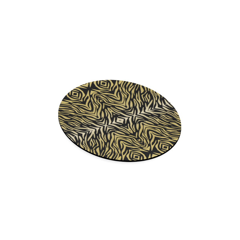 Gold Black Zebra Print Pattern Round Coaster