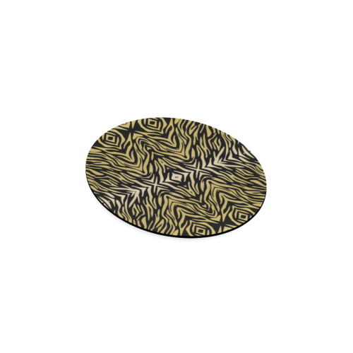 Gold Black Zebra Print Pattern Round Coaster