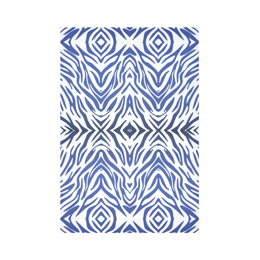 Blue Zebra Print Pattern Cotton Linen Wall Tapestry 60"x 90"