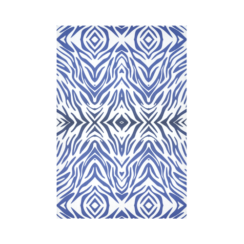 Blue Zebra Print Pattern Cotton Linen Wall Tapestry 60"x 90"