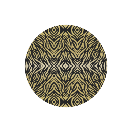 Gold Black Zebra Print Pattern Round Mousepad