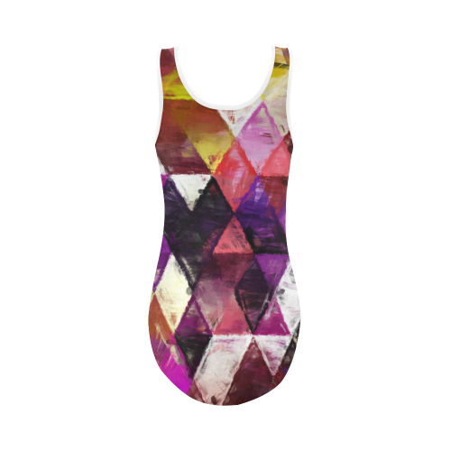 triangle impressionism Vest One Piece Swimsuit (Model S04)