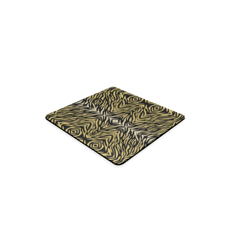 Gold Black Zebra Print Pattern Square Coaster