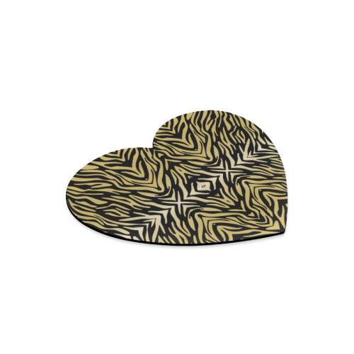 Gold Black Zebra Print Pattern Heart-shaped Mousepad