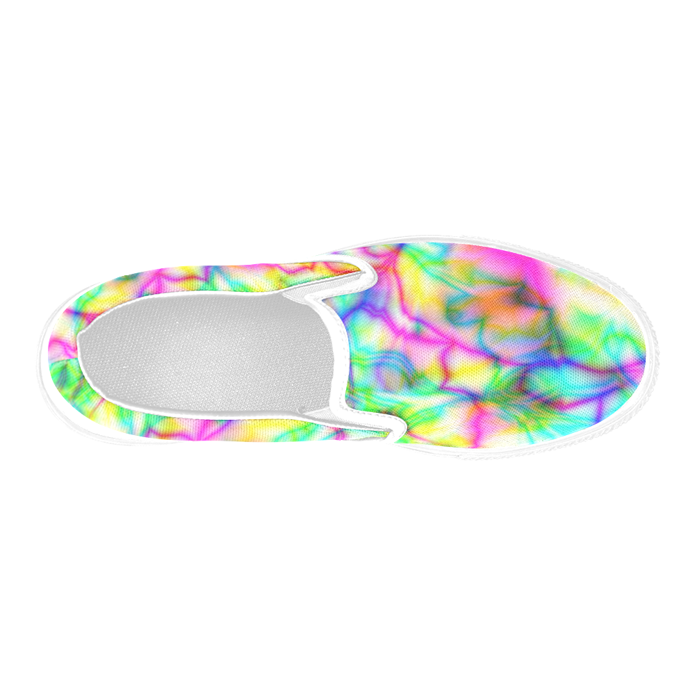 Tropical tribal tie dye yellow blue green ZT09 Men's Slip-on Canvas Shoes (Model 019)