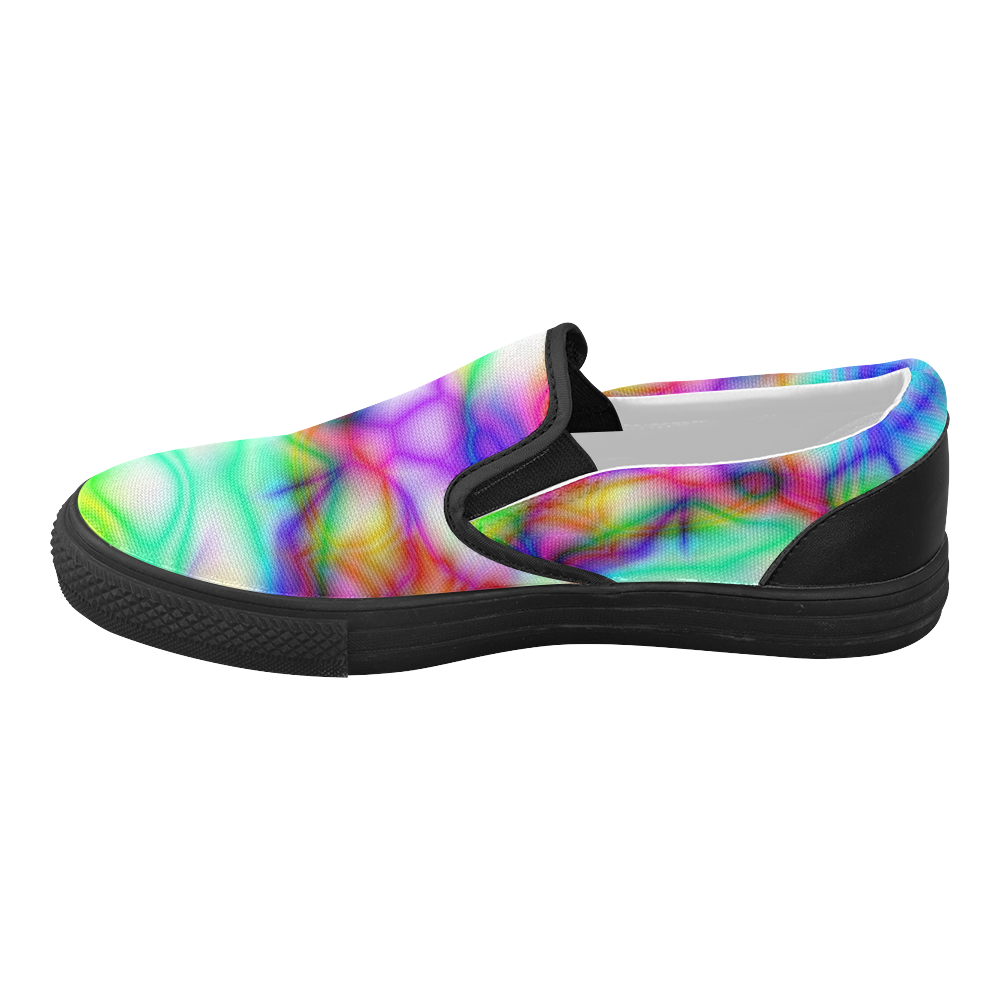 tropical ink blue yellow purple pattern ZT03 Women's Slip-on Canvas Shoes (Model 019)