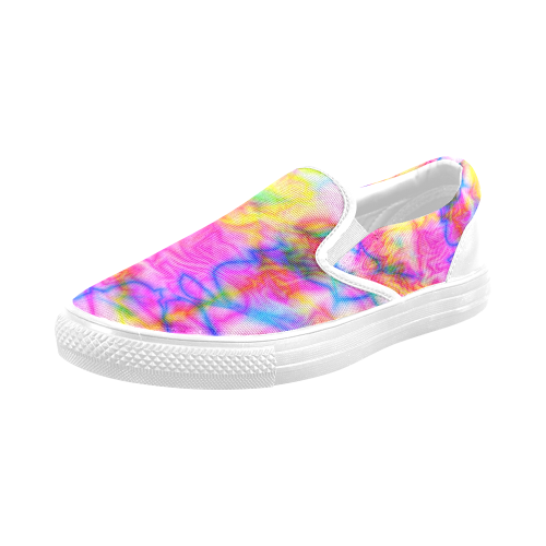 Tropical blue yellow pink abstract texture ZT05 Men's Slip-on Canvas Shoes (Model 019)