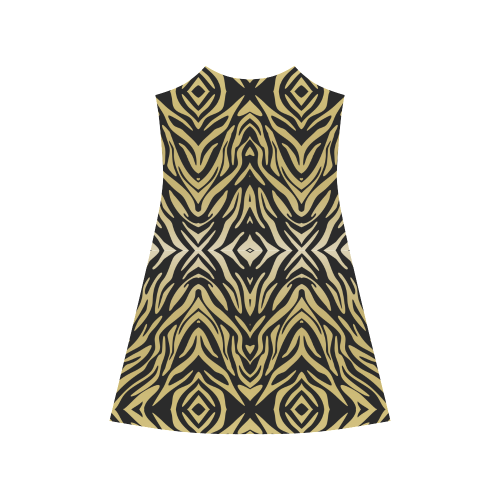 Gold and Black Zebra Print Pattern Alcestis Slip Dress (Model D05)