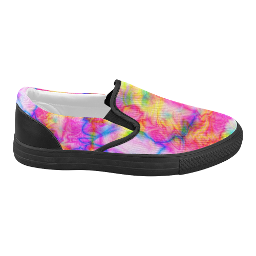 Tropical blue yellow pink abstract texture ZT05 Women's Slip-on Canvas Shoes (Model 019)