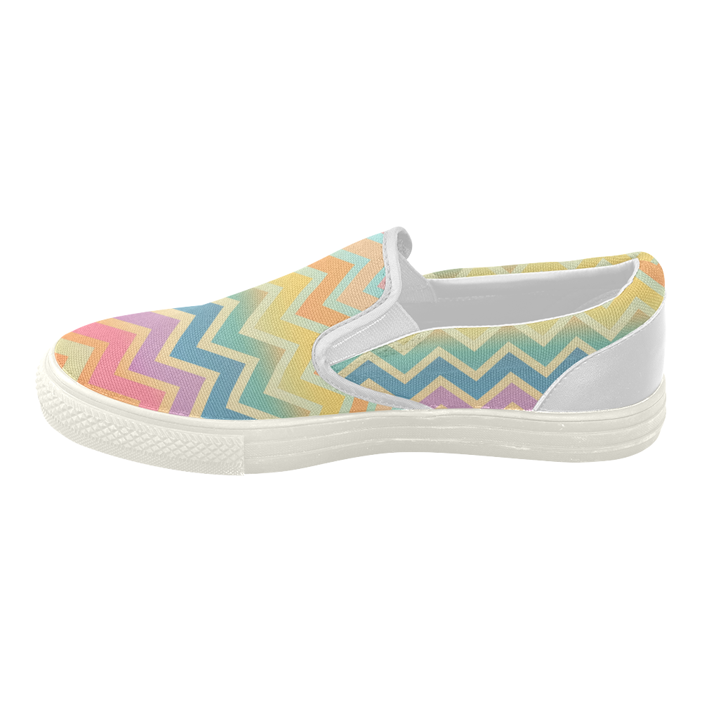 Summer-color Chevron Women's Slip-on Canvas Shoes (Model 019)