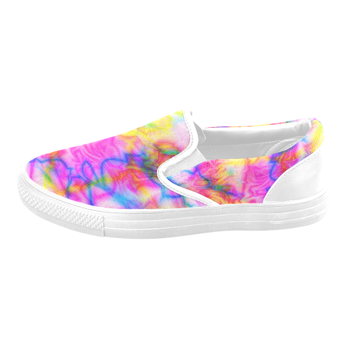 Tropical blue yellow pink abstract texture ZT05 Men's Slip-on Canvas Shoes (Model 019)
