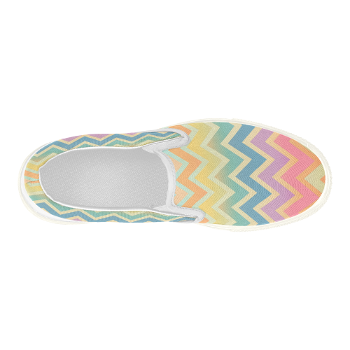 Summer-color Chevron Women's Slip-on Canvas Shoes (Model 019)