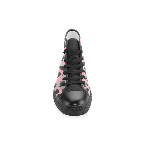 Kitty Camo Women's Classic High Top Canvas Shoes (Model 017)