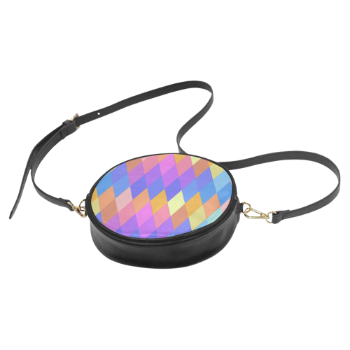 Multicolored Low Poly Diamonds Round Sling Bag (Model 1647)