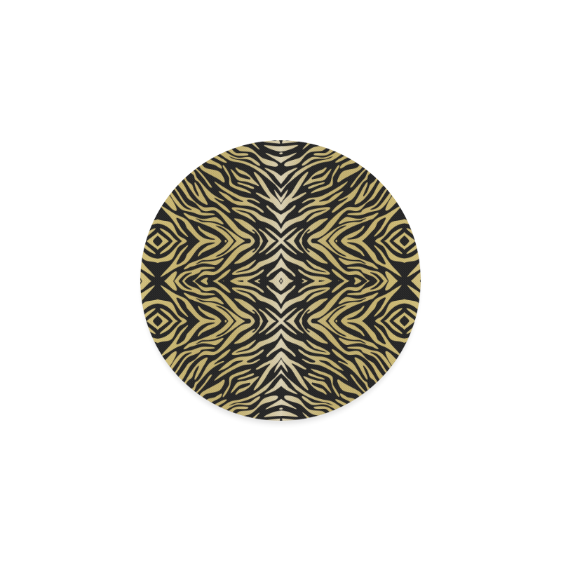 Gold Black Zebra Print Pattern Round Coaster