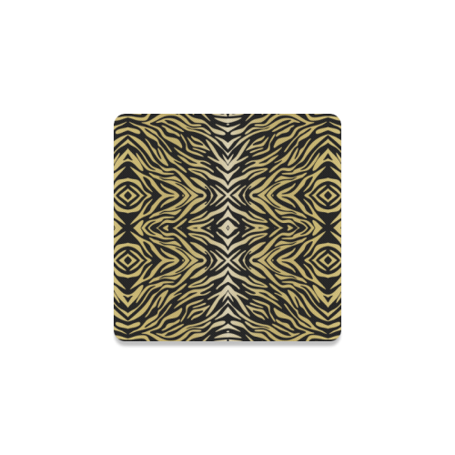 Gold Black Zebra Print Pattern Square Coaster
